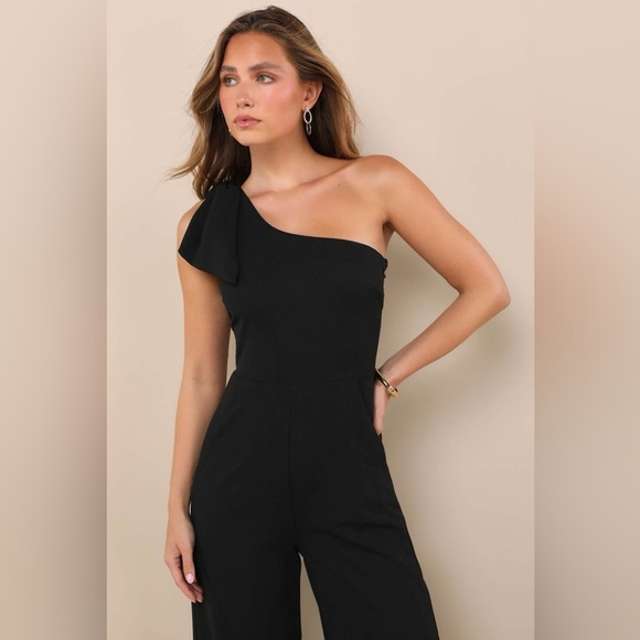 LULU’S Loveliest Style Black One-Shoulder Wide-Leg Jumpsuit - Picture 5 of 5